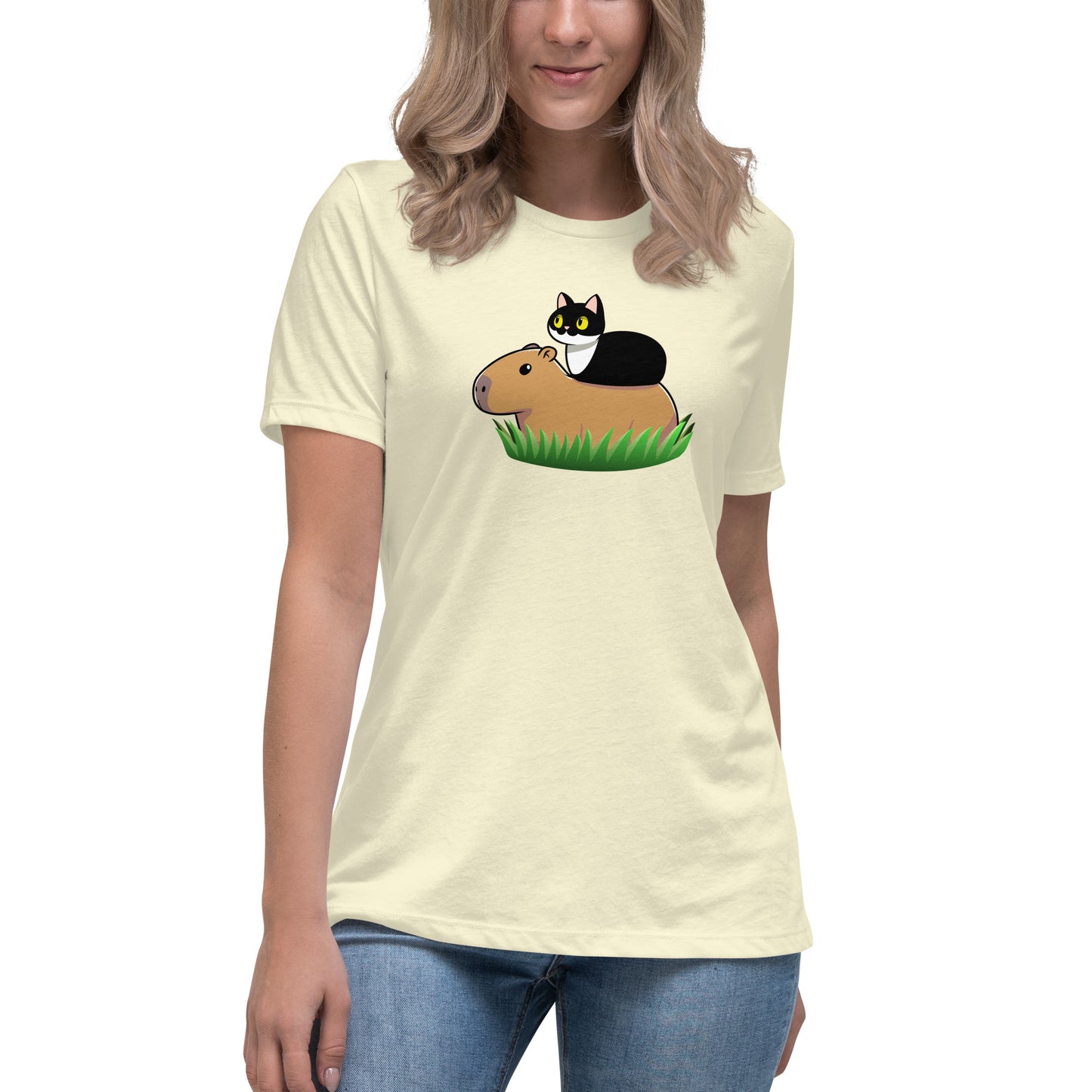 Toon Cat and Capy Women's Relaxed T-Shirt