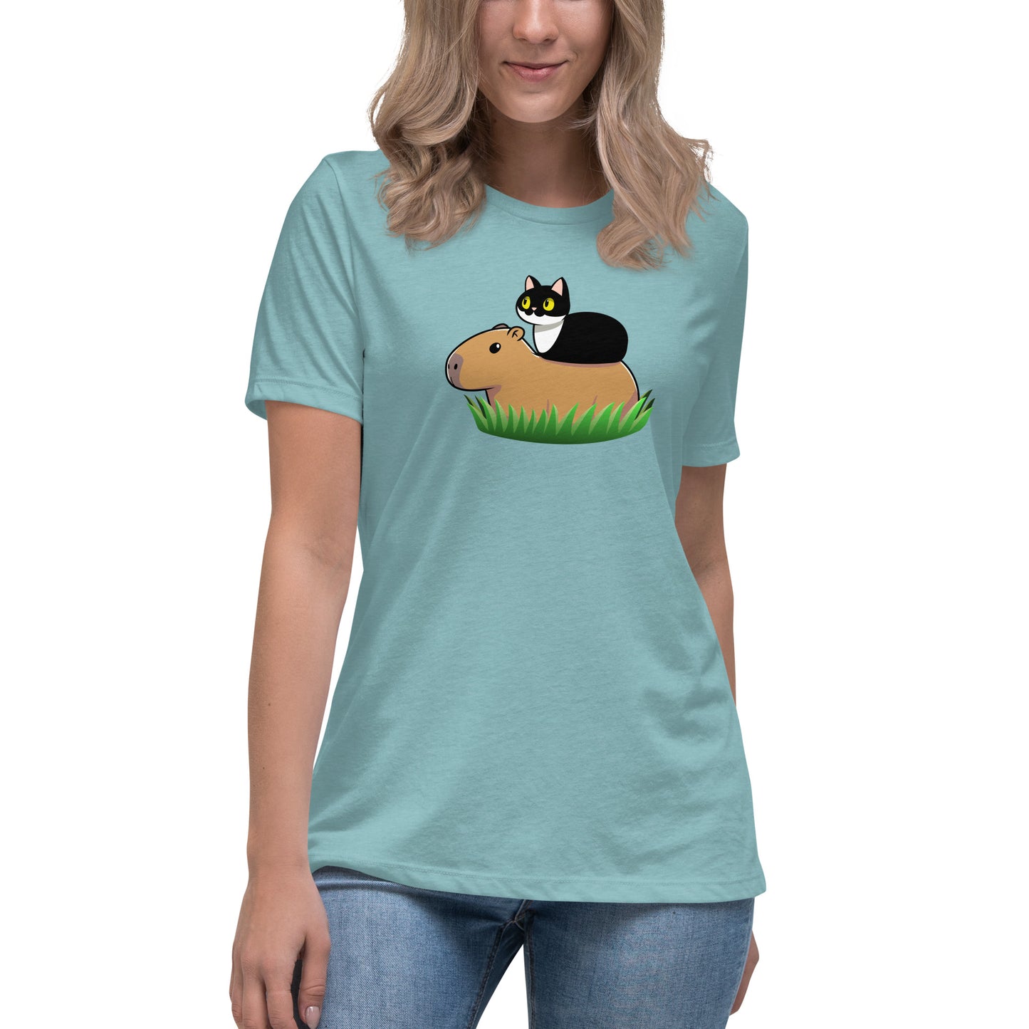 Toon Cat and Capy Women's Relaxed T-Shirt