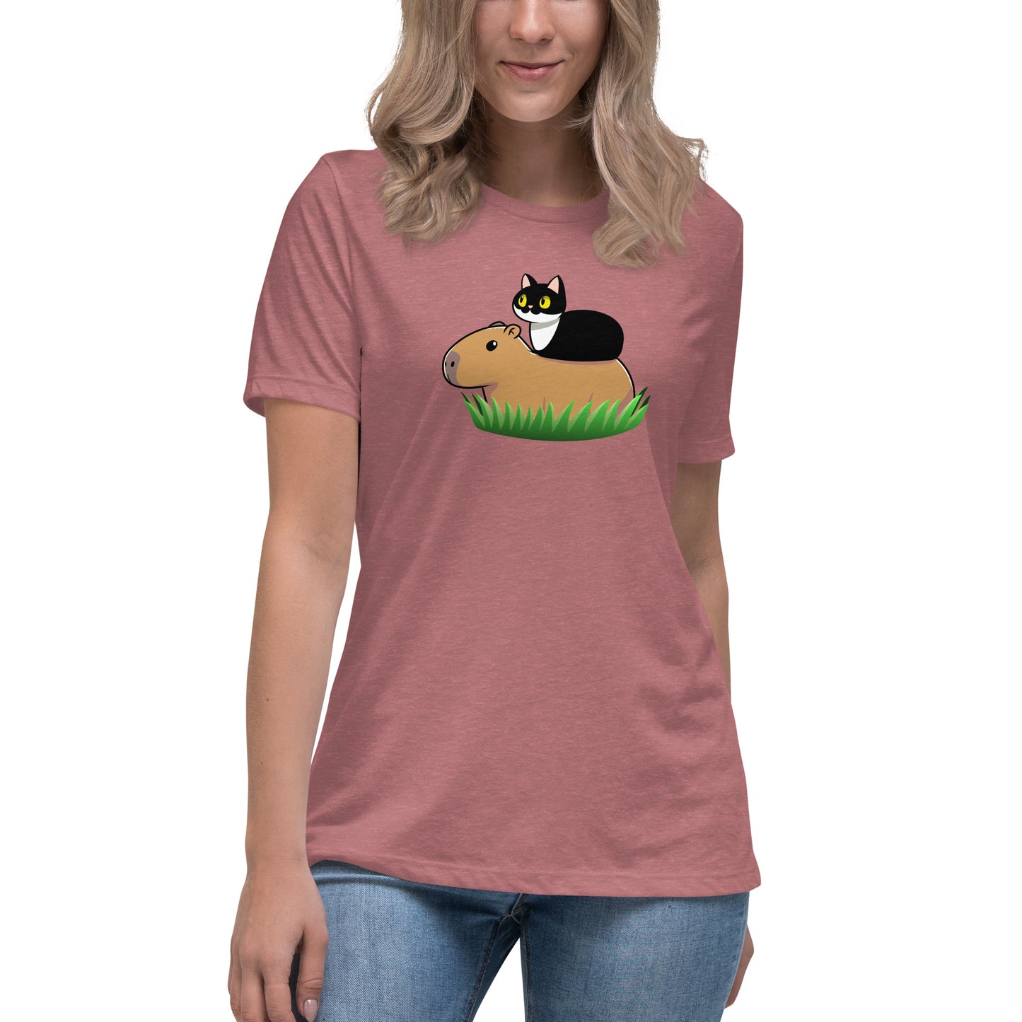 Toon Cat and Capy Women's Relaxed T-Shirt