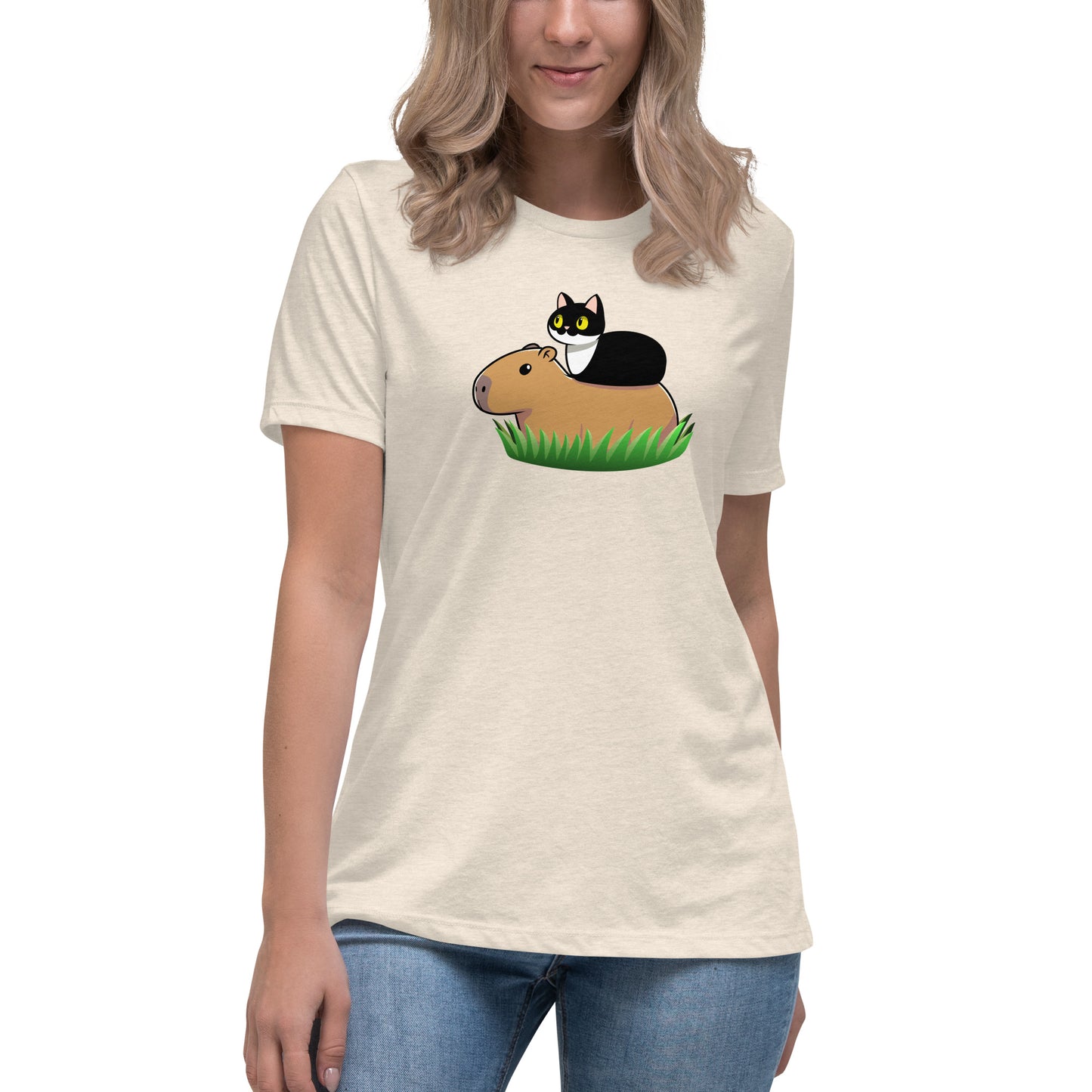 Toon Cat and Capy Women's Relaxed T-Shirt