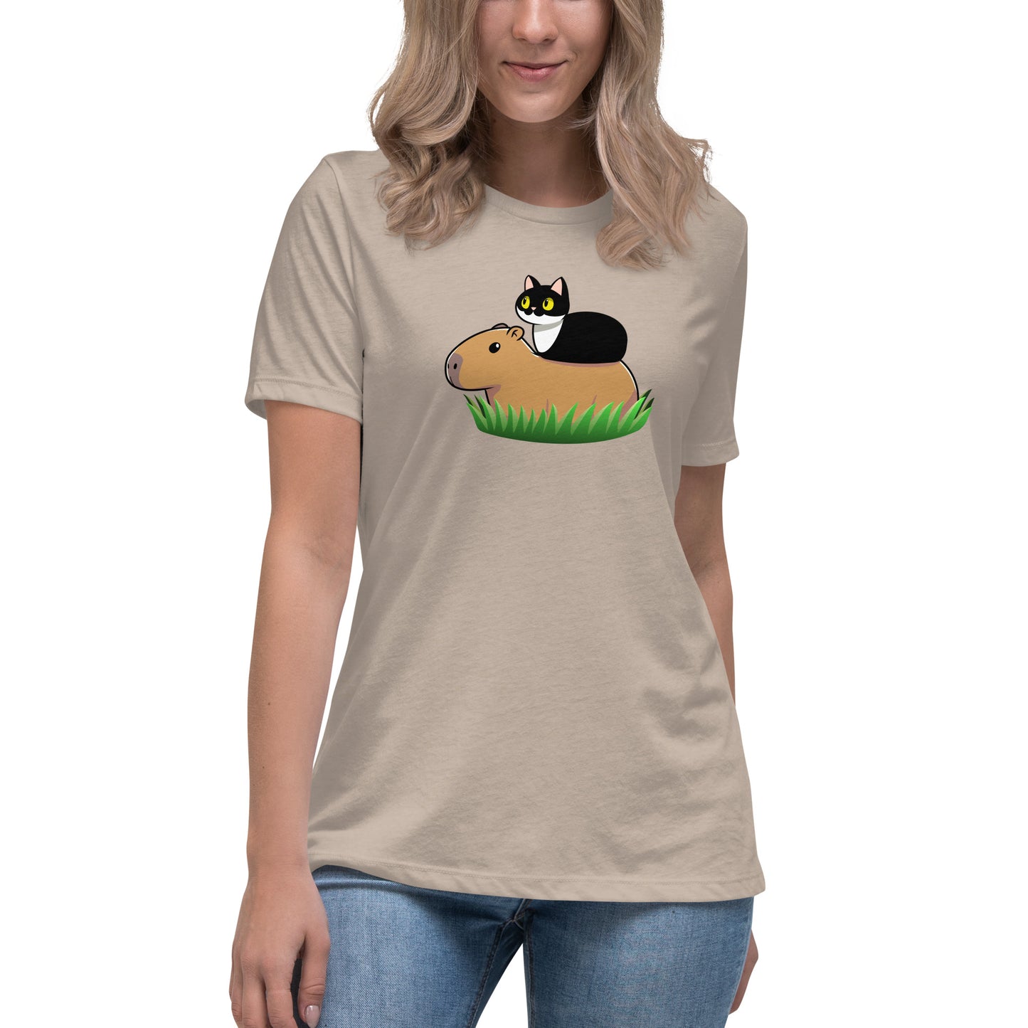 Toon Cat and Capy Women's Relaxed T-Shirt
