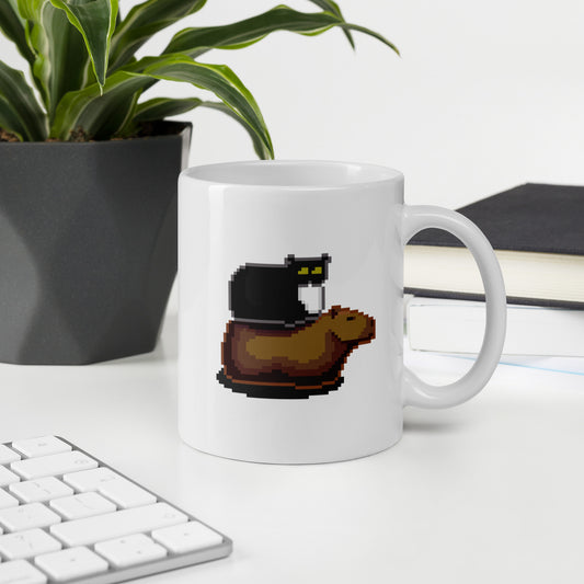 White Glossy Mug (Pixel Cat & Capy)